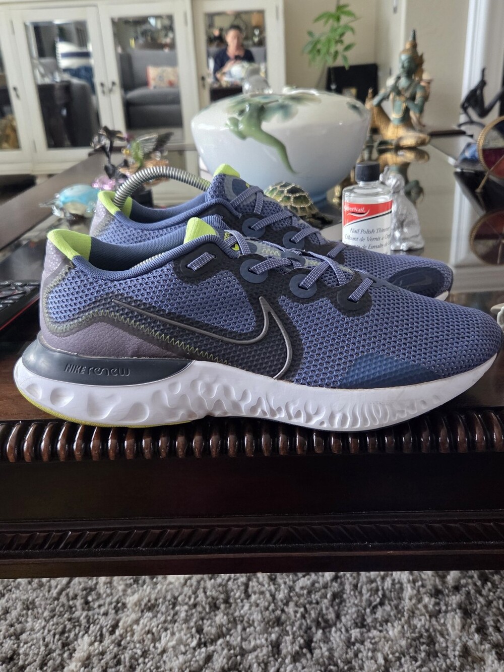 Nike Renew Run Men's Running Shoes - Blue with Lime Accent